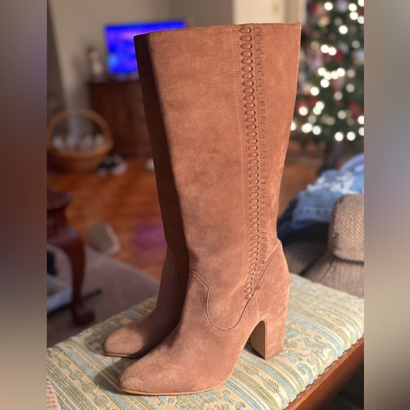 Vince Camuto Coranna knee-high heeled toffee suede boots - Picture 2 of 6